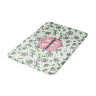 Leuke Doodle Madeliefjes Bloemen Cute Patroon Mono Badmat