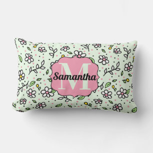 Leuke Doodle Madeliefjes Bloemen Cute Patroon Mono Kussen