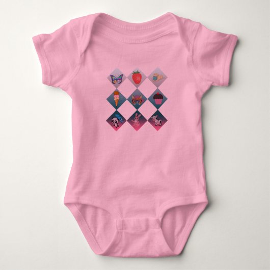 Leuke Doodle Sticker Collage Romper (Voorkant)