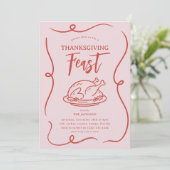 Leuke Doodle Thanksgiving Feest  Kaart (Staand voorkant)
