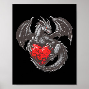 Leuke Draak Met Groot Rode Hart Outfit Poster