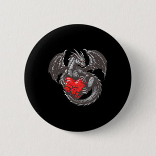 Leuke Draak Met Groot Rode Hart Outfit  Ronde Button 5,7 Cm