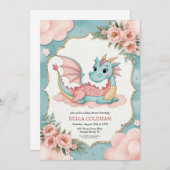 Leuke Dragon Baby Shower Uitnodigingen (Voorkant / Achterkant)