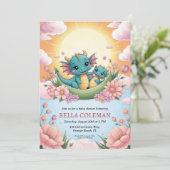 Leuke Dragon Baby Shower Uitnodigingen (Staand voorkant)