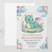 Leuke Dragon Baby Shower Uitnodigingen (Voorkant / Achterkant)