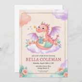 Leuke Dragon Baby Shower Uitnodigingen (Voorkant / Achterkant)