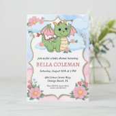 Leuke Dragon Baby Shower Uitnodigingen (Staand voorkant)