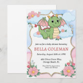 Leuke Dragon Baby Shower Uitnodigingen (Voorkant / Achterkant)