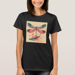Leuke Dragon Fly Illustation Esthetische Kleurrijk T-shirt