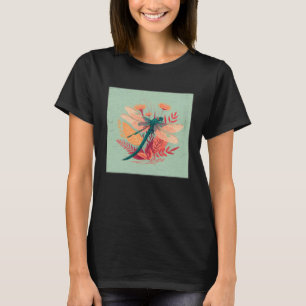 Leuke Dragon Fly Illustation Esthetische Kleurrijk T-shirt