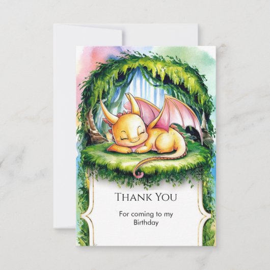 Leuke Draken Verjaardag in Waterverf Bedankkaart (Voorkant)