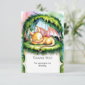 Leuke Draken Verjaardag in Waterverf Bedankkaart (Staand voorkant)