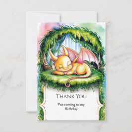 Leuke Draken Verjaardag in Waterverf Bedankkaart