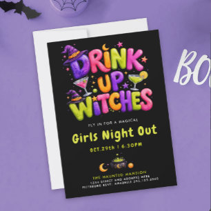 Leuke Drankjes Op Heksen Halloween Kleurrijke Cock Kaart