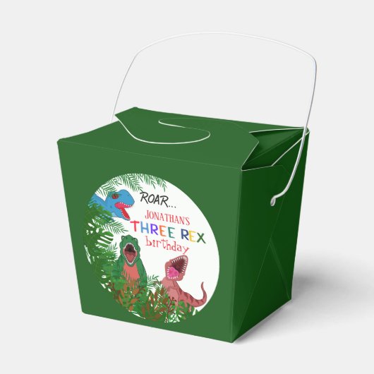 Leuke Drie Rex Verjaardag Jurassisch Kind Bedankdoosjes (Voorkant Zijde)