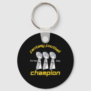 Leuke Drievoudig Fantasy Football League Kampioen Sleutelhanger