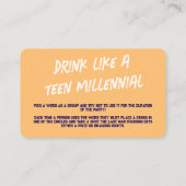 Leuke Drink spelletjes voor feesten Visitekaartje (Achterkant)