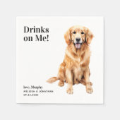 Leuke Drinken op me Golden Retriever Pet Dog Weddi Servet (Voorkant)