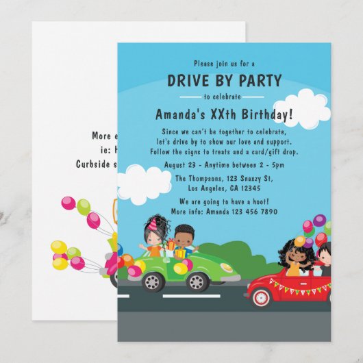 Leuke Drive By Verjaardagsfeestje Kaart (Voorkant / Achterkant)
