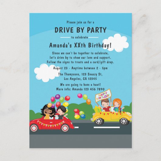 Leuke Drive By Verjaardagsparade Feest Briefkaart (Voorkant)