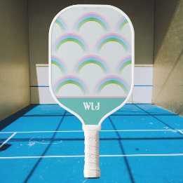 Leuke dromerige pastel regenboog met monogram Init Pickleball Paddle