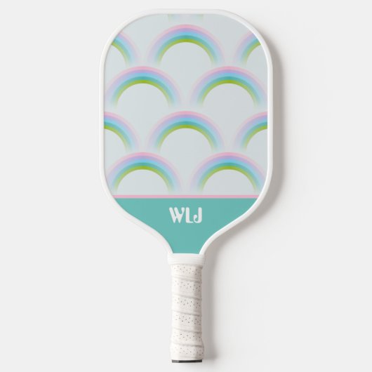 Leuke dromerige pastel regenboog met monogram Init Pickleball Paddle (Voorkant)