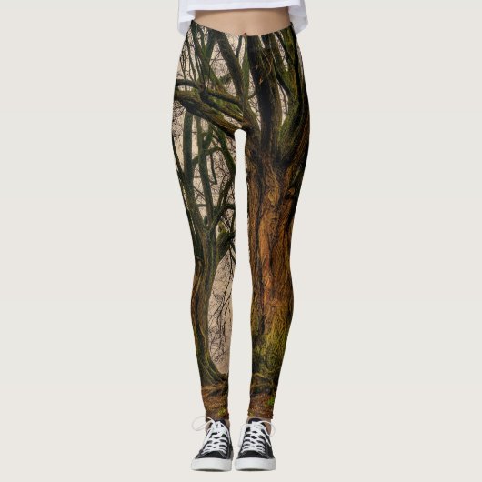 Leuke dubbele eikenboom foto afdrukken leggings (Voorkant)