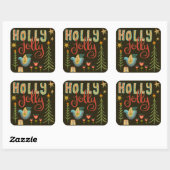 Leuke duif Holly Jolly Folk Kerstmis Inspirativite Vierkante Sticker (Vel)