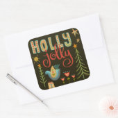 Leuke duif Holly Jolly Folk Kerstmis Inspirativite Vierkante Sticker (Envelop)