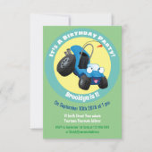 Leuke duinbuggy off-road voertuig cartoon uitnodig kaart (Voorkant)