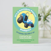 Leuke duinbuggy off-road voertuig cartoon uitnodig kaart (Staand voorkant)