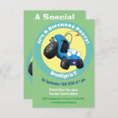 Leuke duinbuggy off-road voertuig cartoon uitnodig kaart (Voorkant / Achterkant)