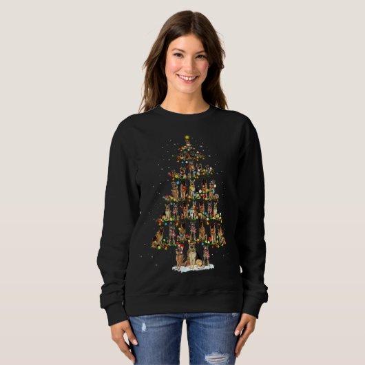 Leuke Duitse Herder hond Kerstboom cadeau decor Trui (Voorkant volledig)