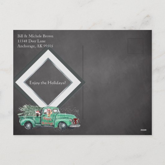 Leuke Duitse herders in  Truck Holiday Feestdagenkaart (Achterkant)