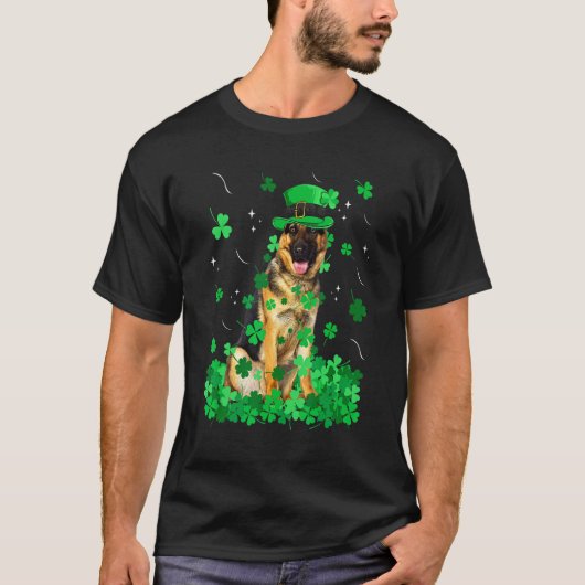 Leuke Duitse Herdershond St Patrick Dag Ierse Sham T-shirt (Voorkant)