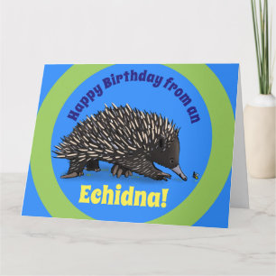 Leuke echidna met de verjaardagskaart van de kaart