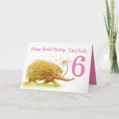 Leuke echidna running meisjes late 6e verjaardag kaart (Voorkant)