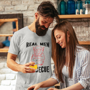 Leuke Echte Mannen Ruiken Naar Barbecue Grijs-Grij T-shirt