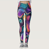 Leuke edelsteen plak agates ontwerp met streep leggings (Voorkant)