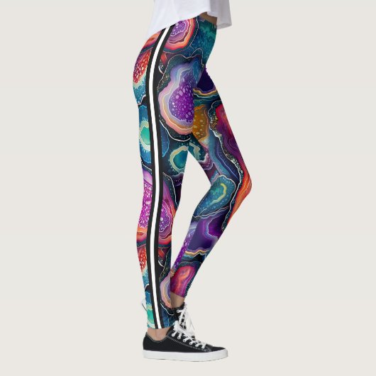 Leuke edelsteen plak agates ontwerp met streep leggings (Rechts)