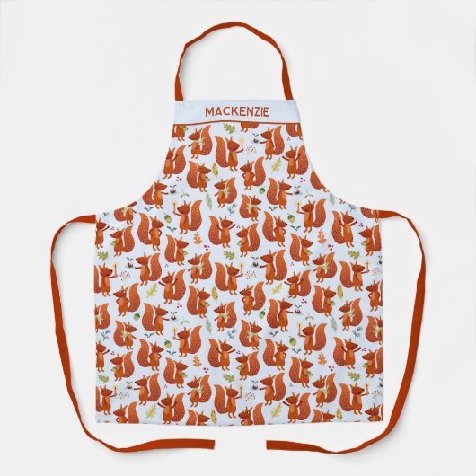 Leuke Eekhoorn Gepersonaliseerde Naam Schort (Voorkant)