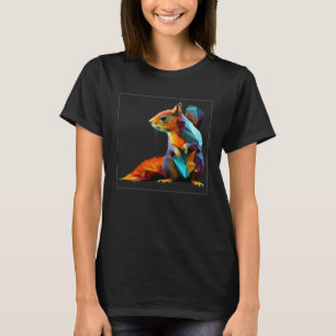Leuke Eekhoorn Illustratie Kleurrijke Veelhoekige T-shirt