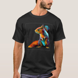 Leuke Eekhoorn Illustratie Kleurrijke Veelhoekige T-shirt