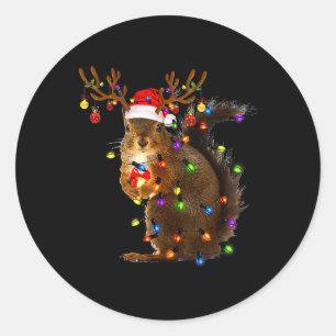 Leuke Eekhoorn Kerstboom Lichten Rendier Santa Ronde Sticker