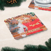 Leuke eekhoorn kerstnoten kartonnen onderzetters