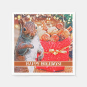 Leuke eekhoorn kerstnoten servet (Voorkant)