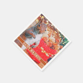 Leuke eekhoorn kerstnoten servet (Hoek)