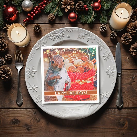 Leuke eekhoorn kerstnoten servet