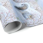 Leuke Eekhoorn Sneeuwscène Wildlife bij Kerstmis Cadeaupapier (Rol Hoek)