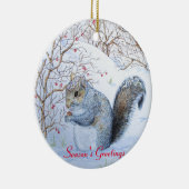 Leuke Eekhoorn Wildlife Sneeuwscène bij Kerstmis Keramisch Ornament (Rechts)